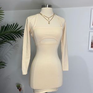 Cream Knit Mini Dress with Matching Bolero